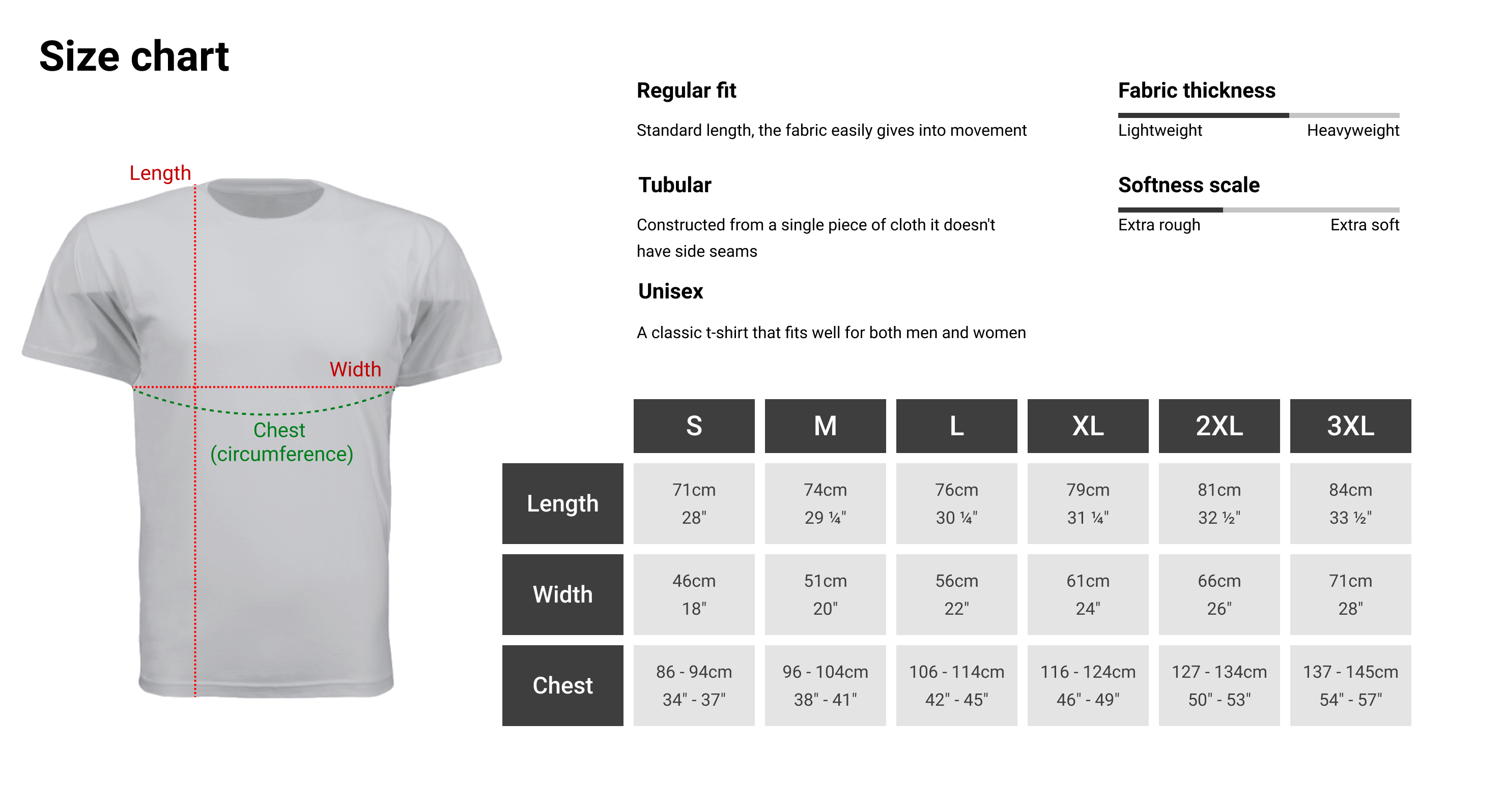 Sierpinski triangle - generative art design t-shirt for developers - size chart - threadhub.store