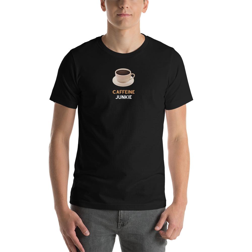 Caffeine Junkie black t shirt for developers - ThreadHub