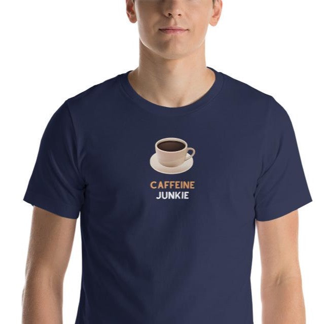 Caffeine Junkie blue t shirt for developers - ThreadHub