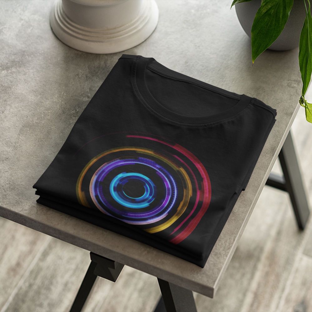 Circles generative art tshirt - black - threadhub.store