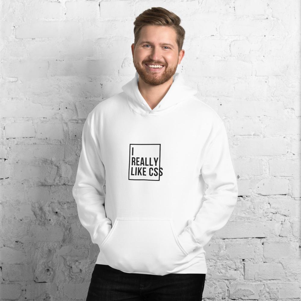 I really like CSS white hoodie for developers - Threadhub t shirts for developers