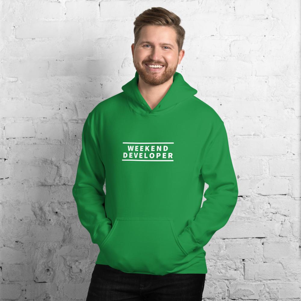 Weekend developer (green) hoodie for developers - Threadhub store