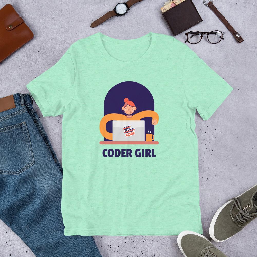 Coder girl T-Shirt for developers - ThreadHub t shirts for developers