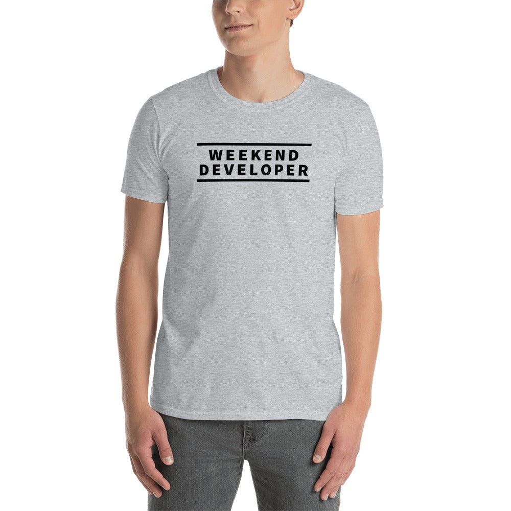 Weekend developer (light gray) t shirt for developers - Threadhub store