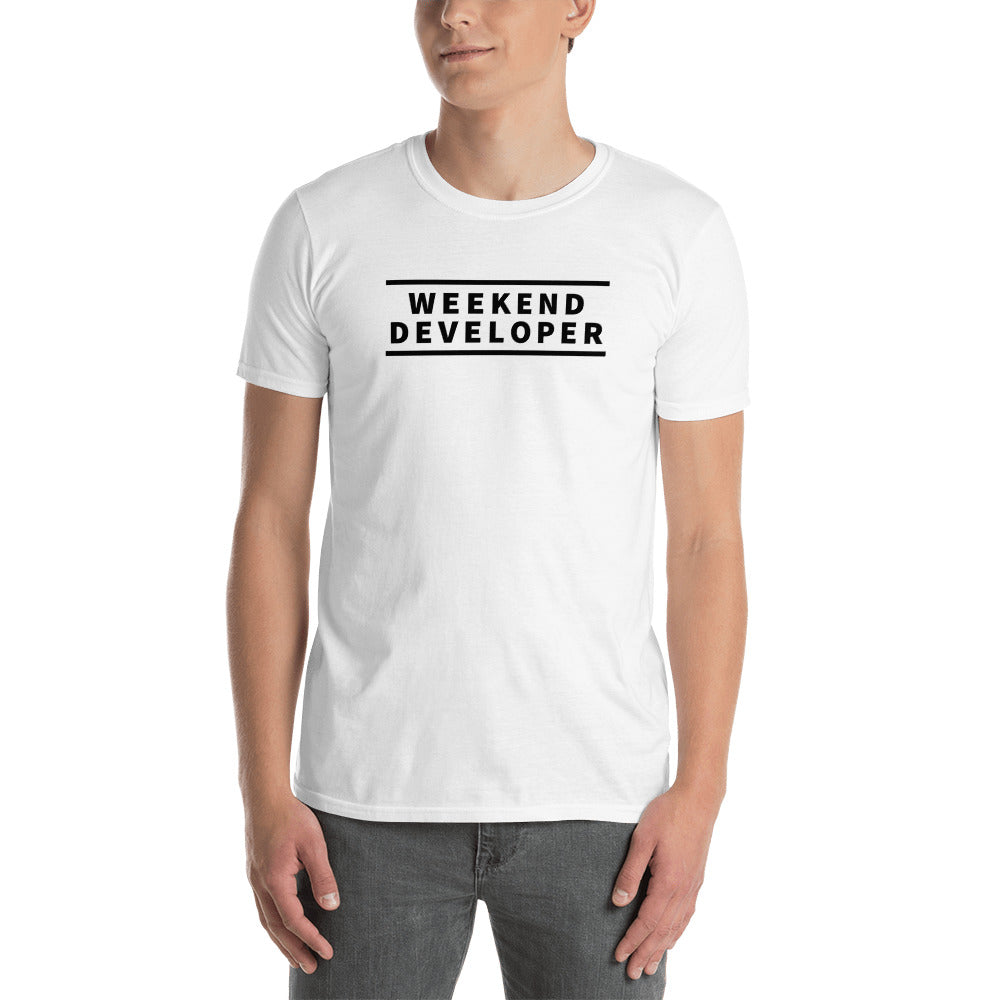 Weekend developer (white) t shirt for developers - Threadhub store