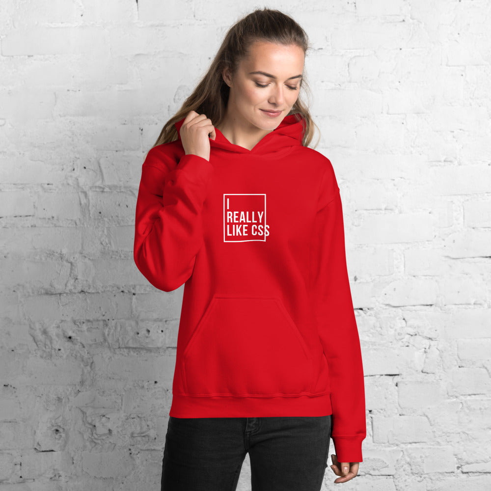 I really like CSS red hoodie for developers - Threadhub t shirts for developers
