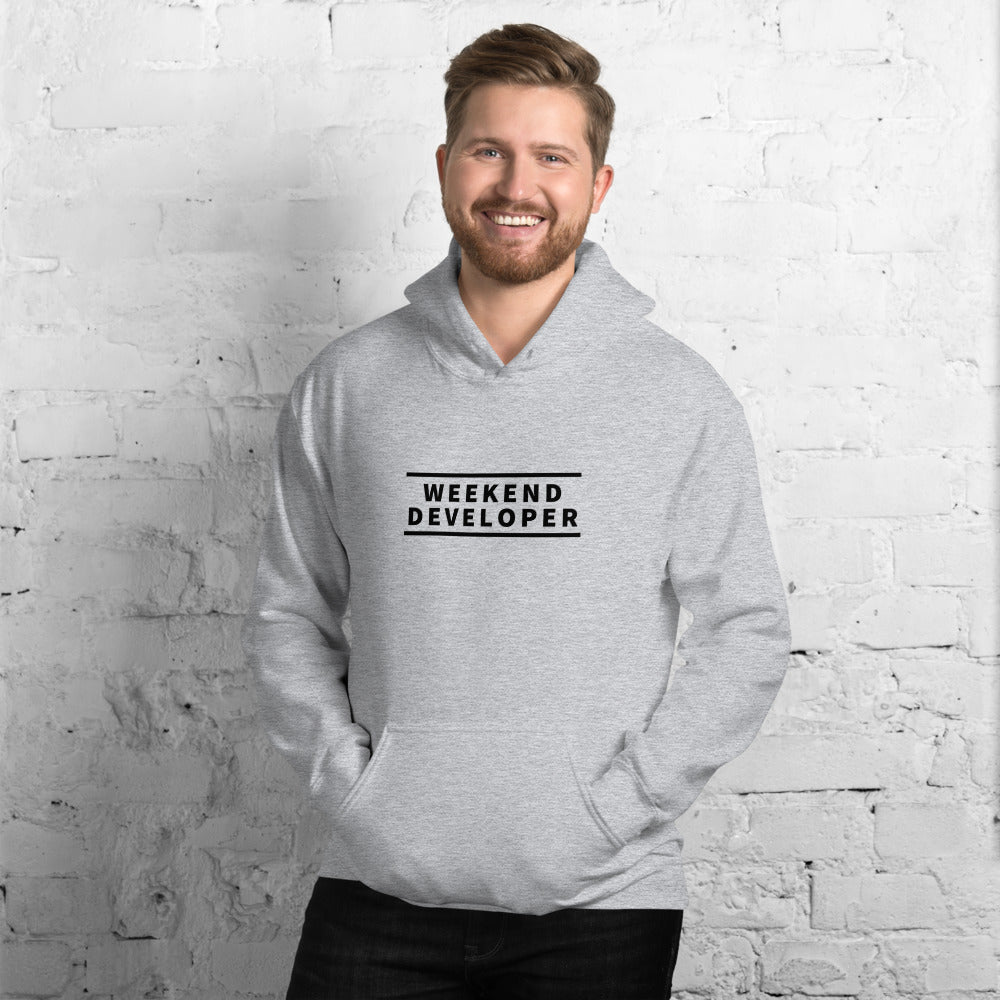 Weekend developer (light gray) hoodie for developers - Threadhub store