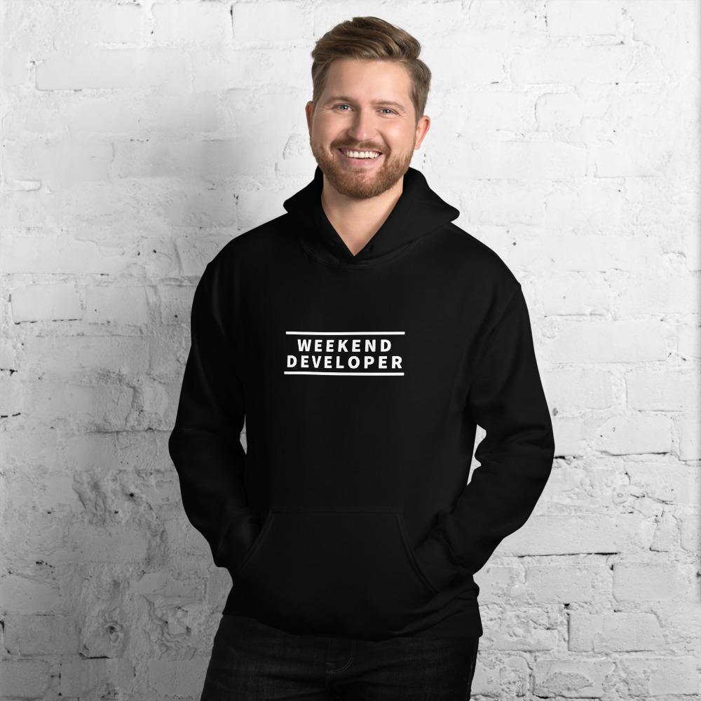 Weekend developer (black) hoodie for developers - Threadhub store