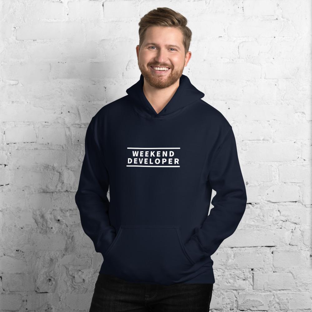 Weekend developer (navy) hoodie for developers - Threadhub store