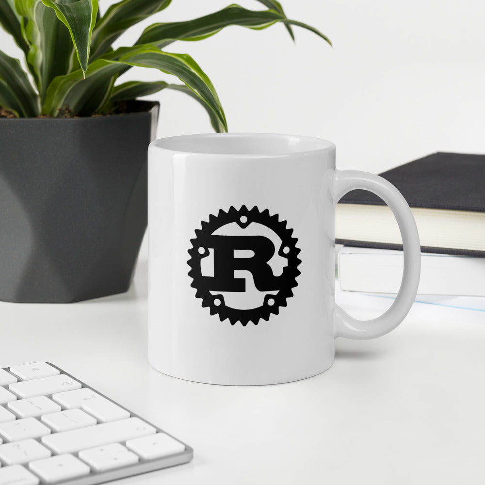 Rust logo coffee mug for developer - threadhub.store 
