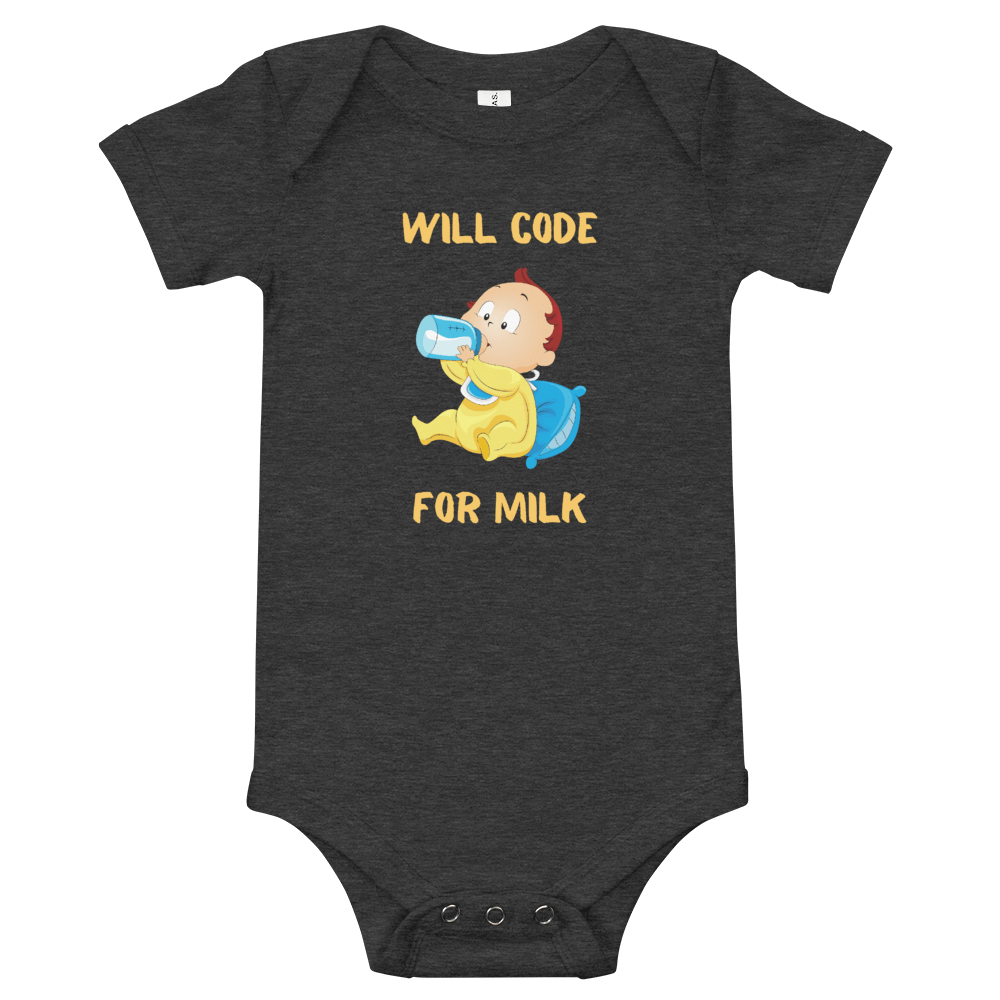 Will code for milk (black) baby bodysuit for future developers - threadhub.store